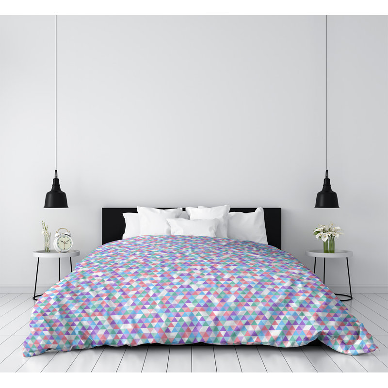 Housse de couette Katelyn Elizabeth, Microfibre, Housse de couette pour très grand lit, Bleu / violet / rose