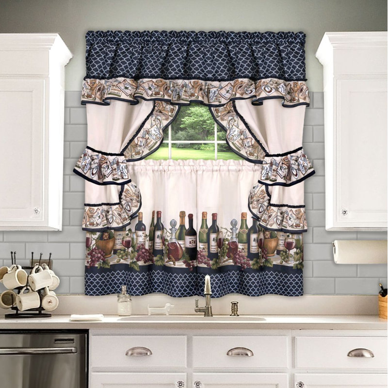Annyssa Ruffled Kitchen Curtain, 57" W x 24" L