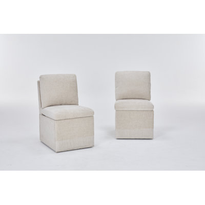 Twist Linen Upholstered Dining Chairs with Casters & Storage by Latitude Run