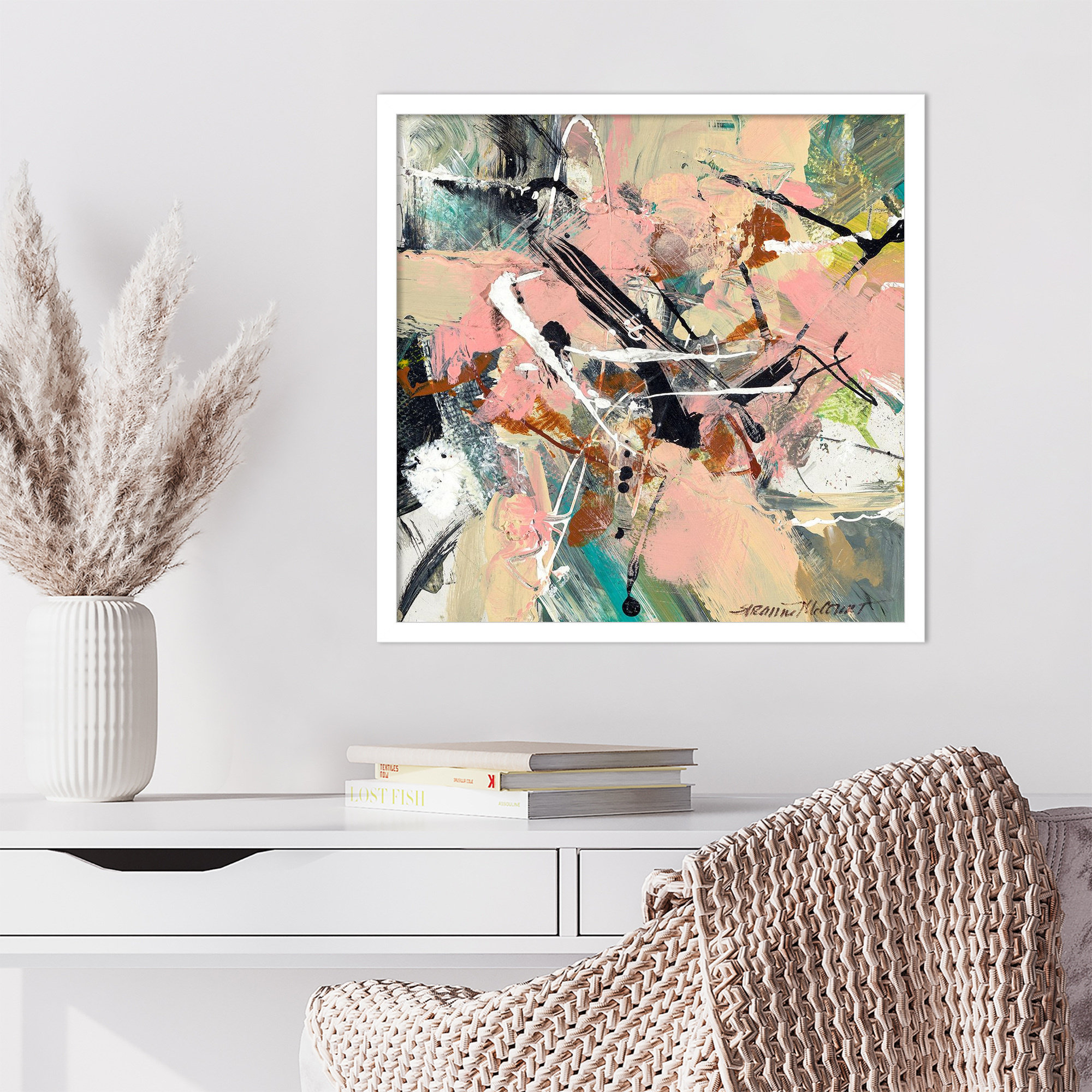 Graceful by Sutter Wood Framed Wall Art Print, 21" H x 21" W, White