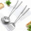 Ensemble d'ustensiles de cuisine professionnel en acier inoxydable 5 pièces avec Turner fendu, cuillère, louche, spatule et écumoire