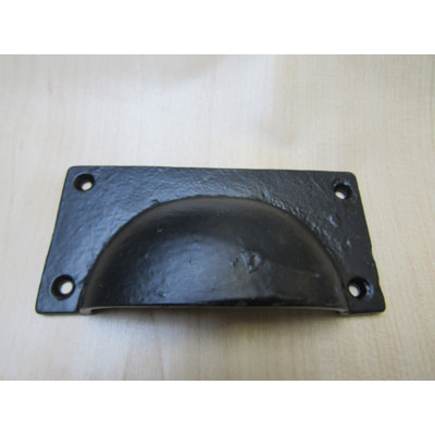 Large Rectangular Cup Pull Handle Black Antique