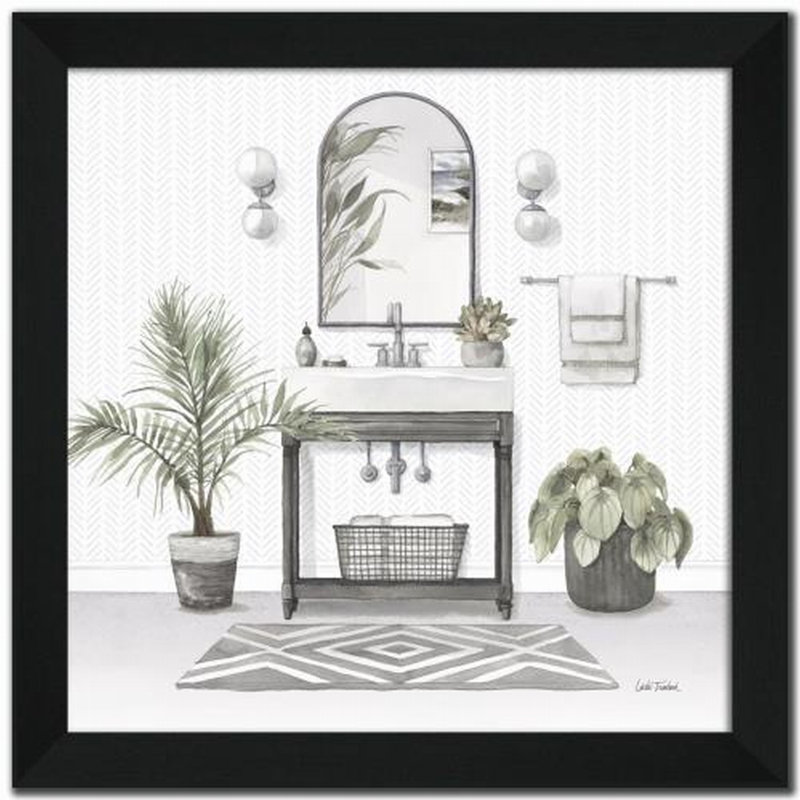 «Serene Bath I», art mural encadré gris