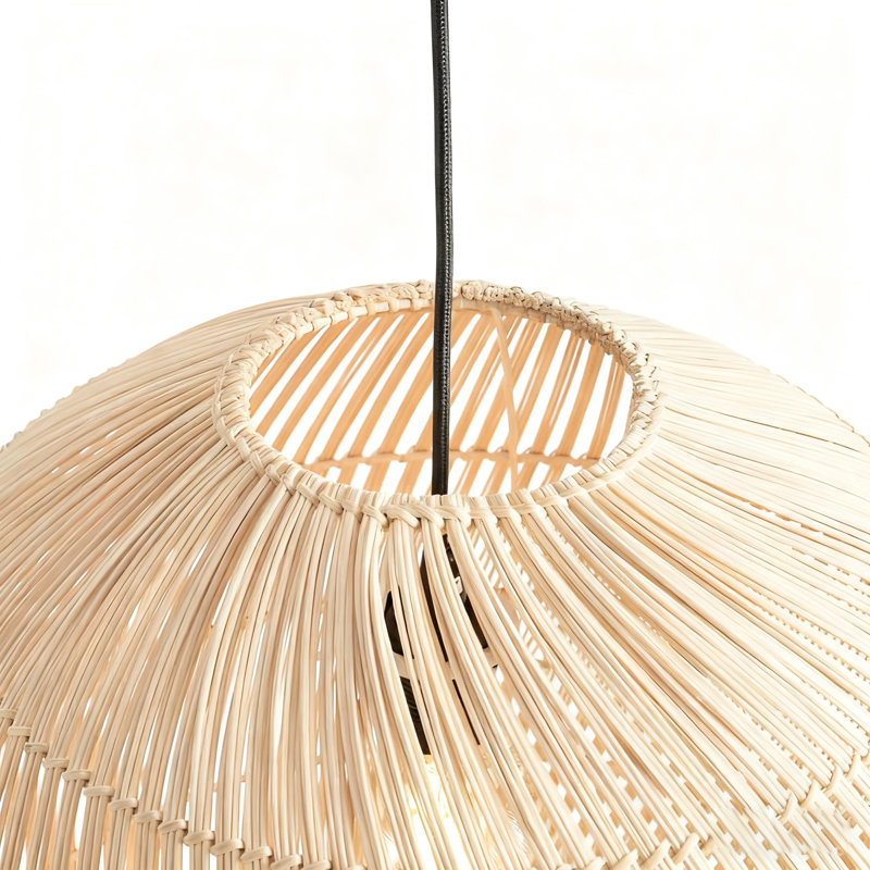 1-Light Pendant Lights Rattan Basket Globe, 15.74" H x 15.74" W x 15.74" D