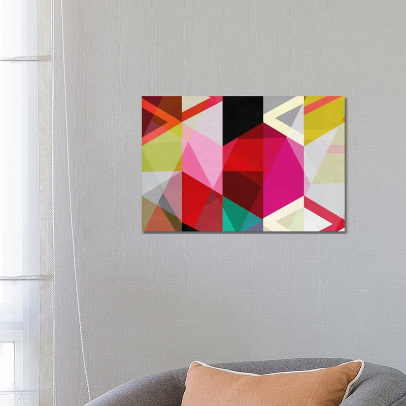 Vue d'art moderne à travers un kaléidoscope, reproduction sur verre acrylique, H 16 po x l 24 po x P 0,25 po