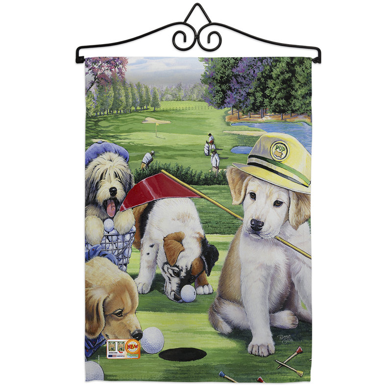Chiots de golf à 2 faces de polyester 19 x 13 po ensemble de drapeaux