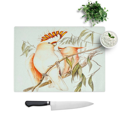 Glass Leadbeater's Cockatoos by Elizabeth Gould Chopping Board