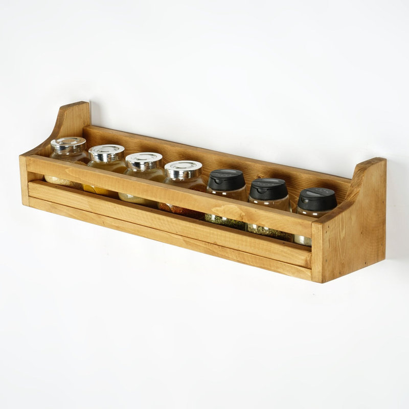 Support à pot d'épices en bois, tablette flottante à rebord, tablette de rangement pour armoire de cuisine