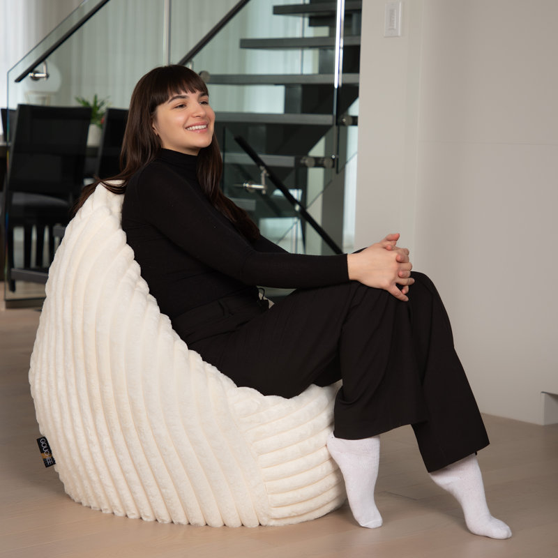 Raya Faux Fur Bean Bag, Ivory Polyester