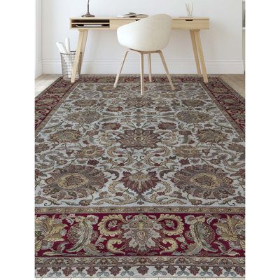 Tapis brun et ivoire de haute qualité noué à la main