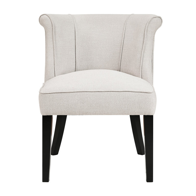 Chaise beige rembourrée en mousse avec finition et siège à dossier courbé avec pieds en tissu texturé, Beige