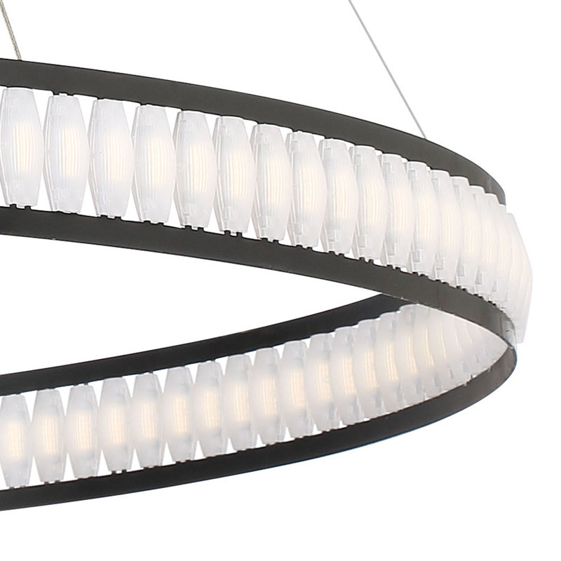 Forster Contemporary Black LED Ring Chandelier with White Diffused Light