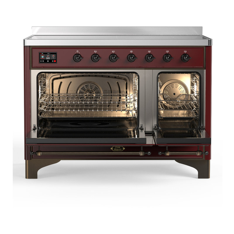 Majestic III Series 48 Inch Induction Range with 6 Induction Elements in Matte Graphite (Brass Trim), Burgundy, Burnished