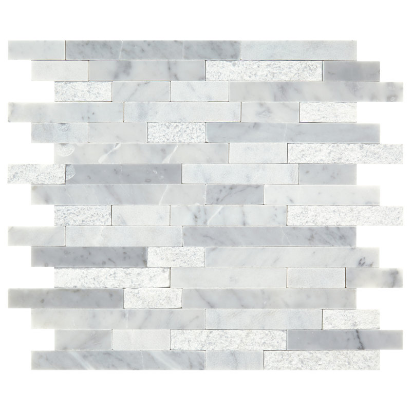 Minute Mosaix Marble Linear Mosaic Wall Tile, Carrara White