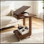 Table de bout en bois roulante en forme de C avec bureau réglable et pliable