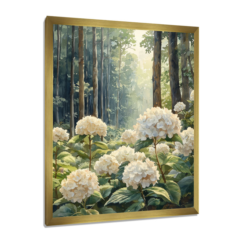 Cropsey - salon d'art mural floral, H 20 po x l 12 po, Reproduction encadrée d'une seule photo, Doré