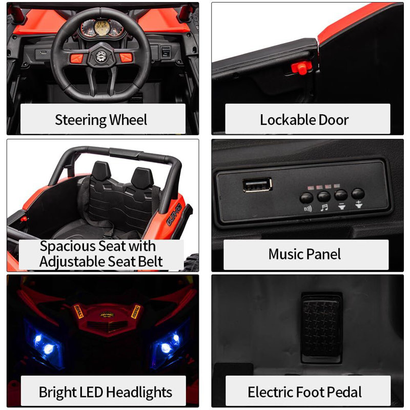 Red 24V Battery Powered Ride-On UTV Car with Remote Control