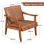 62cm Wide Faux Leather Mid-Century Modern Armchair, Upholstered Accent Chair with Solid Wood Legs-91132064-100932157