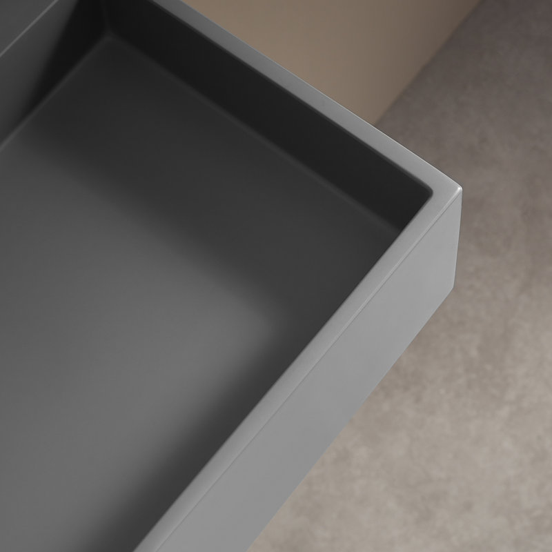 32 in. Wall-Mount or Countertop Bathroom Hidden Drain Sink with Single Faucet Holes, Gray