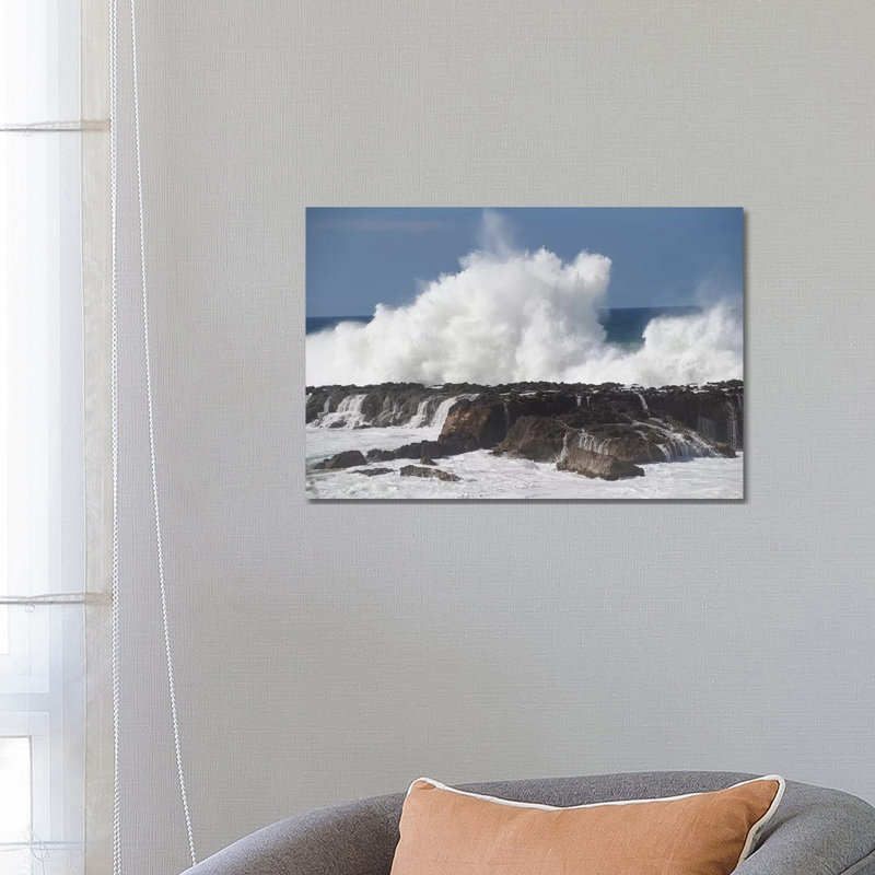 Waves Breaking On The Coast, Hawaii, USA by Panoramic Images - Wrapped Canvas Print, 45.72cm H x 66.04cm W x 1.91cm D