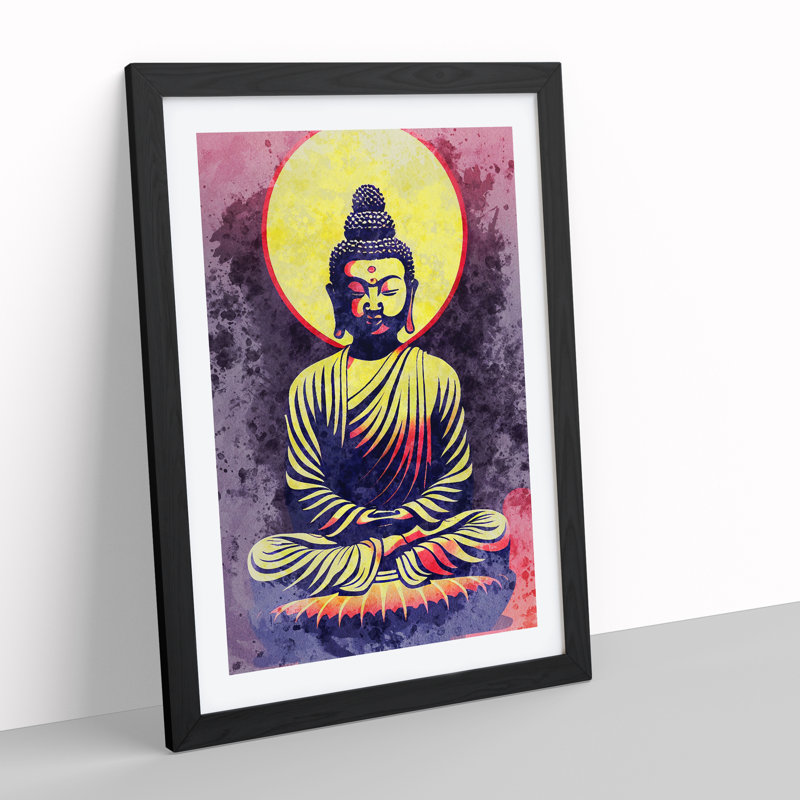 Mind Blowing Buddha - Framed Print, Black, 64cm H x 46cm W x 2cm D
