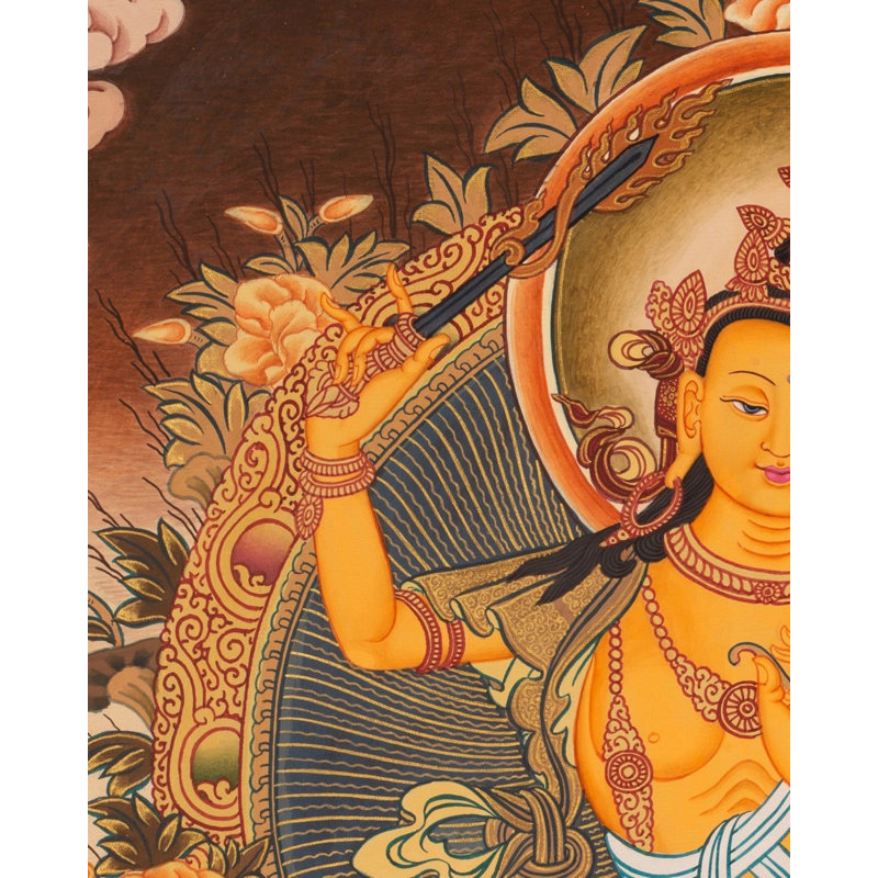 Déesse Manjushree Thangka (Brocadeless Thangka)