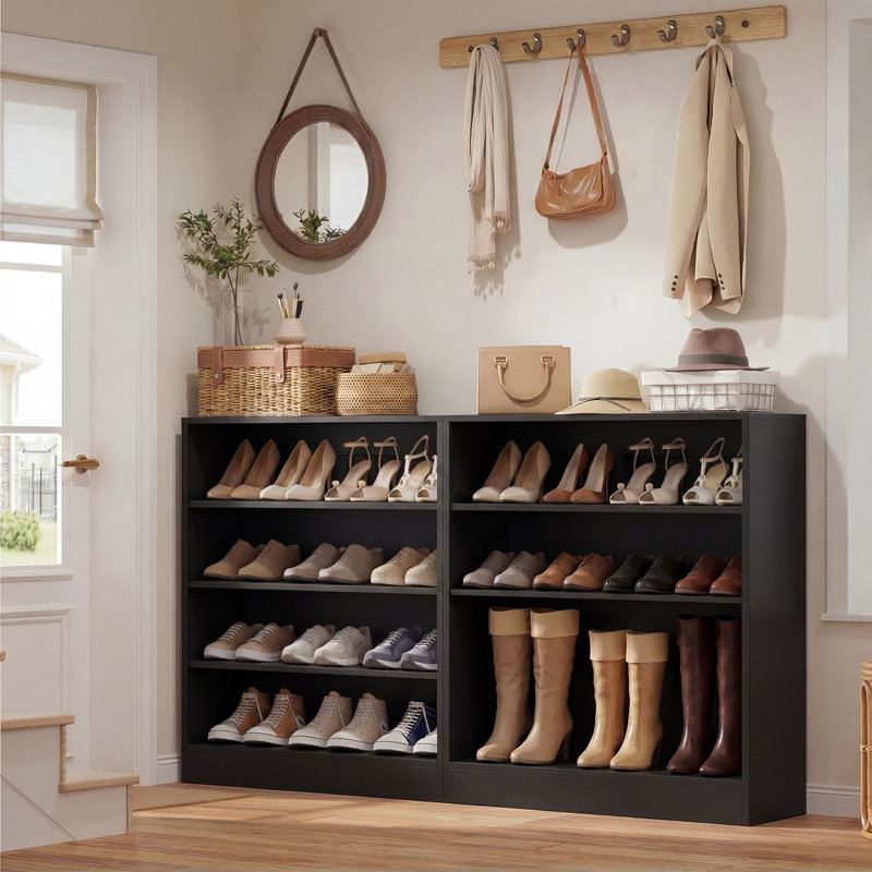 Armoire à chaussures à 5 niveaux avec tablettes réglables, rangement à chaussures pour 20 entrées, Noir