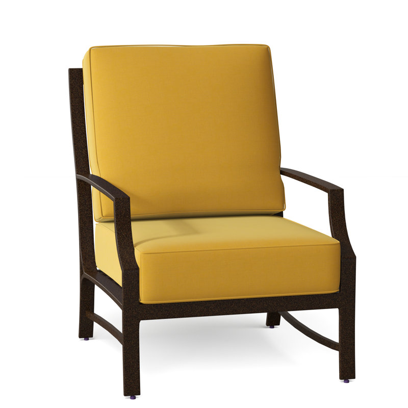 Seal Cove Outdoor Lounge Chair, Spectrum Denim Sunbrella® Plainweave, Chestnut Brown