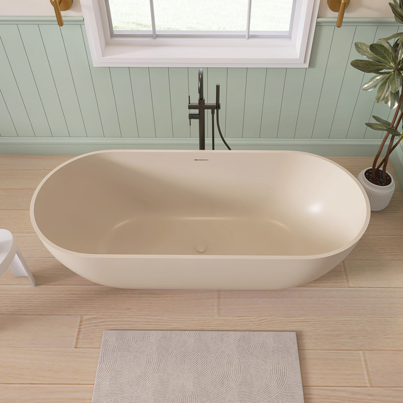 69'' Freestanding Soaking Solid Surface Bathtub