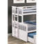 Lit superposé simple au-dessus d'un lit double transitionnel avec finition blanche, 3 tiroirs latéraux, fait de bois d'ingénierie massif, mécanisme d'insertion et de verrouillage, lit gigogne, pièces esthétiques pour la chambre à coucher, bois sous le lit