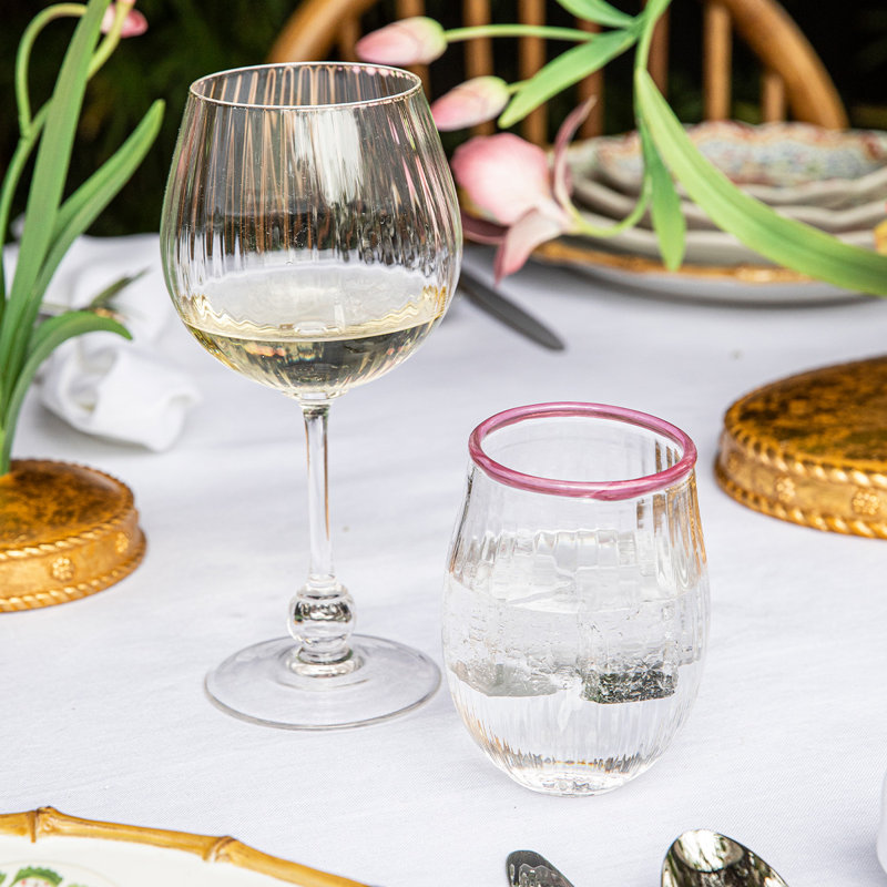 Nell Stemless Wine Glass, Clear/Blush