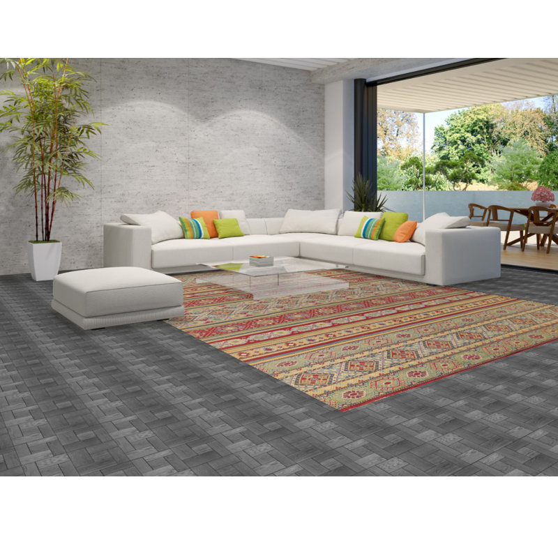 Tapis oriental rayé Kazak