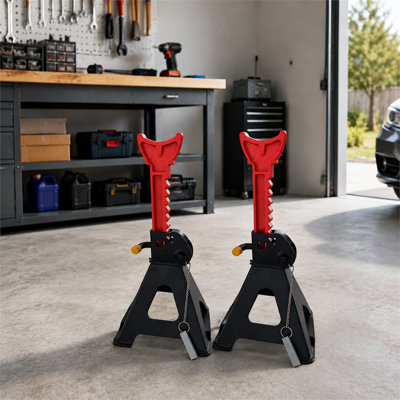 3 Ton Jack Stands Two‑Pack,Heavy‑Duty Steel Adjustable Height Vehicle Support Jacks,6000 LBS Capacity for SUV Repair