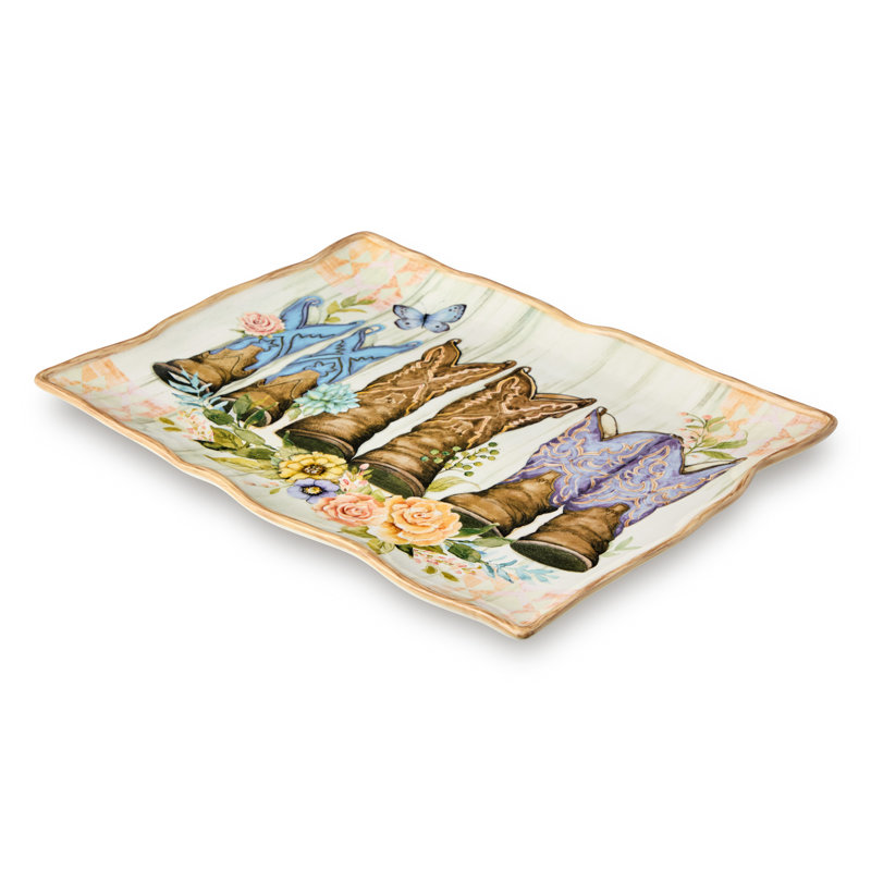 Plateau rectangulaire en bois de rose 16 po x 12 po