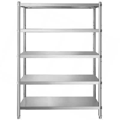 Étagère en acier inoxydable 47,5 x 18 pouces Étagère de rangement réglable à 5 niveaux Étagère en acier inoxydable