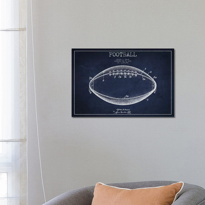 Football Navy Blue Patent Blueprint, 45.72 cm H x 66.04 cm W