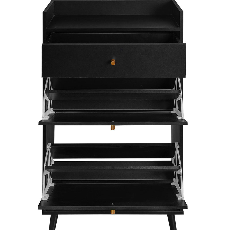 Rotin, armoire à 2 portes et 1 tiroir Allen, range-chaussures, double couche, convient à l'entrée