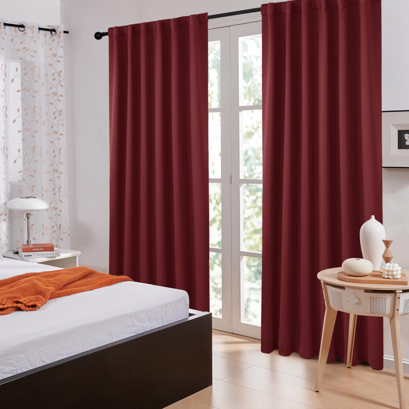 Darlington Room Darkening Curtain Pair, 52" W x 95" L, Burgundy Red