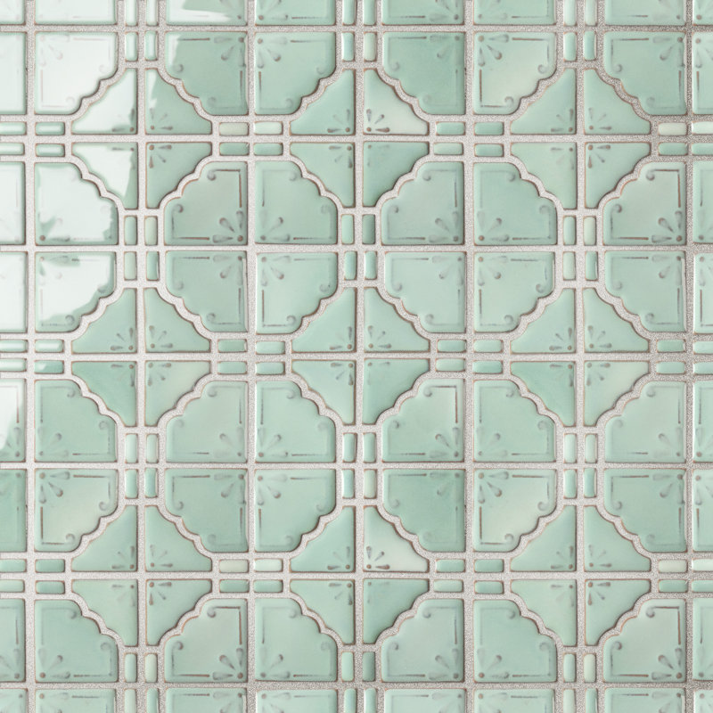 Hudson Moonbeam 11-7/8 In. X 11-7/8 In. Porcelain Mosaic Tile, Green