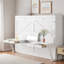 Lit escamotable avec bureau de coiffeuse, miroir central et 2 tiroirs latéraux-185444185