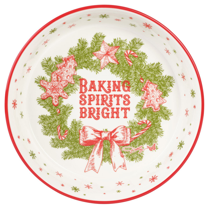 Holly Dolly "Baking Spirits Bright" Pie Plate