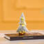 4 arbres de Noël en flocage de table avec base en bois clair