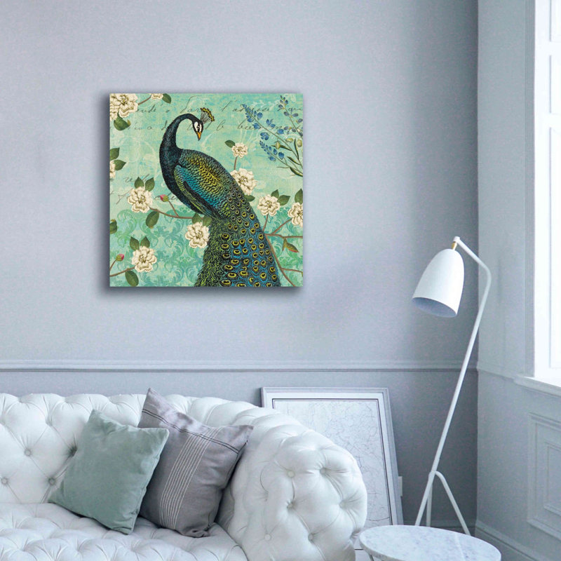 «Peacock Arbor VI Blue» par Sue Schlabach, estampe numérique sur toile, L 37 po x H 37 po