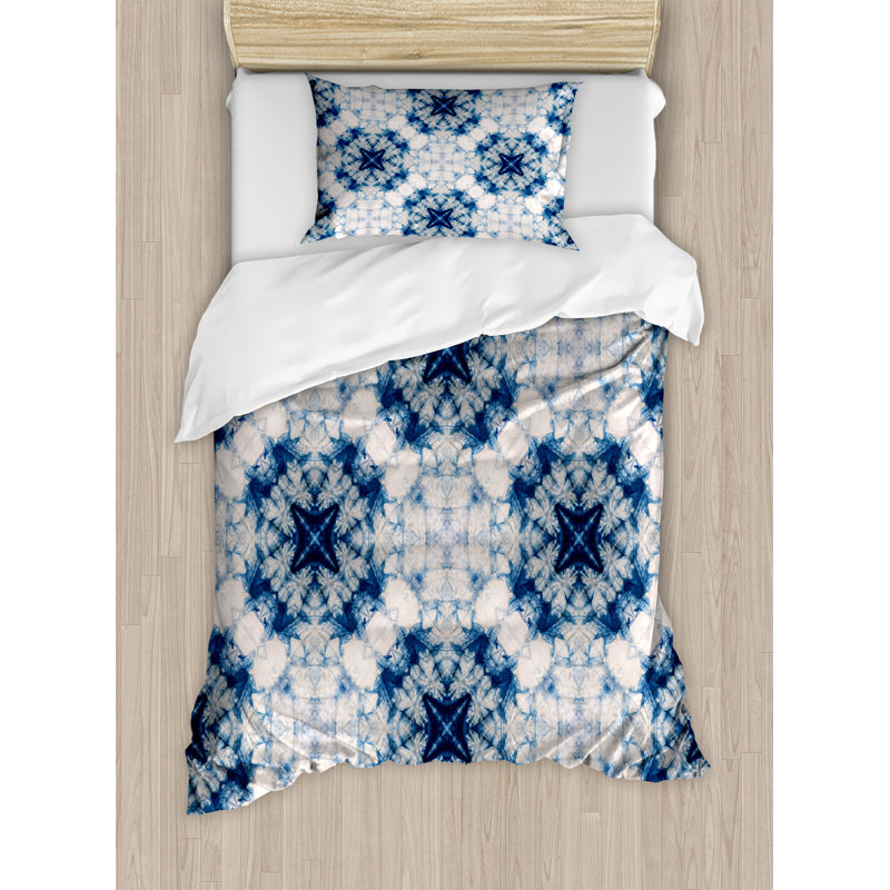 Tie Dye Eclectic Polyester Floral Duvet Cover, Twin