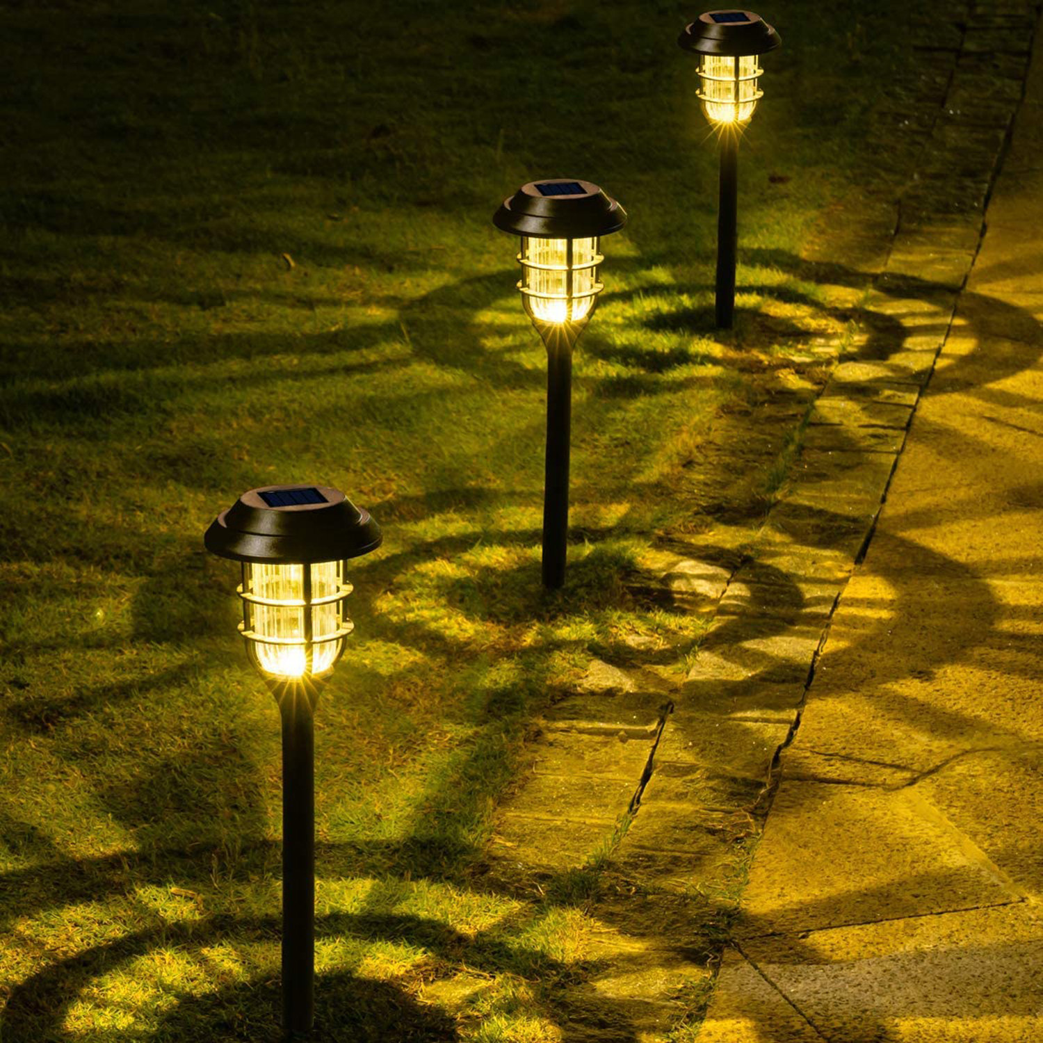 BUCASA Black Low Voltage Solar Powered Integrated LED Pathway