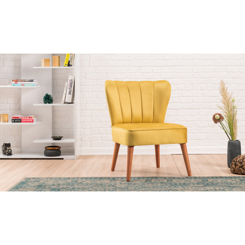 Chaise d'appoint rembourrée Aldobrando, 100 % polyester jaune