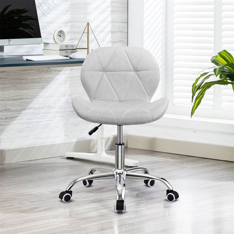 Erltrud Velvet Office Chair, Fabric, Grey
