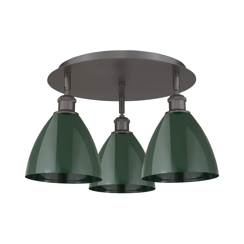 Plafonnier encastré 3 lumières 7,5 po Allare, Vert, Bronze frotté à l'huile