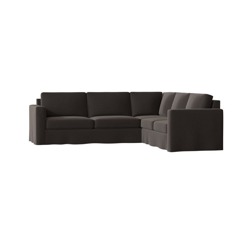 Canapé modulaire de coin large 108 po Bewley, Noir, Noir Lola, Accoudoir à droite (vu de face)