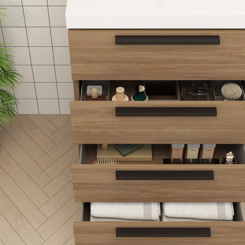 Meuble-lavabo autoportant Carla, Chêne français foncé, 24"